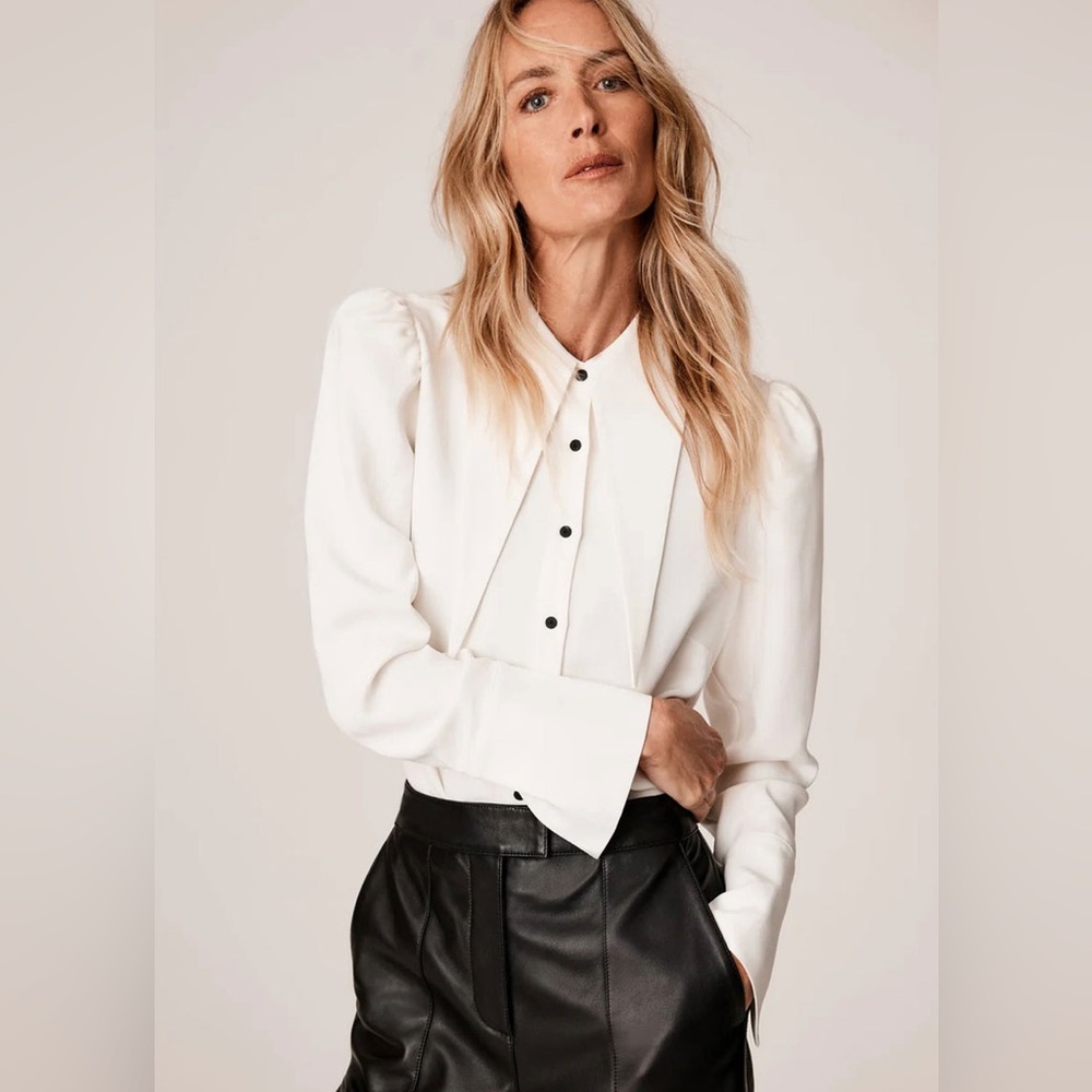 MINT VELVET Ivory Oversized Collar Shirt Size 8